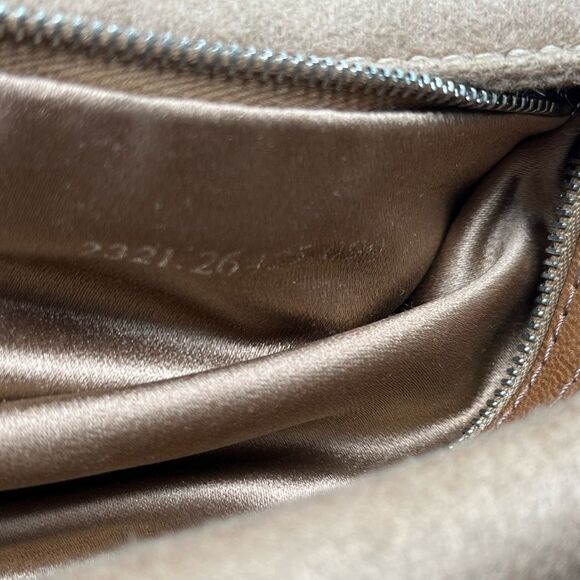 FENDI  Wool Pony Hair Flower Applique Baguette Brown - Picture 10 of 14